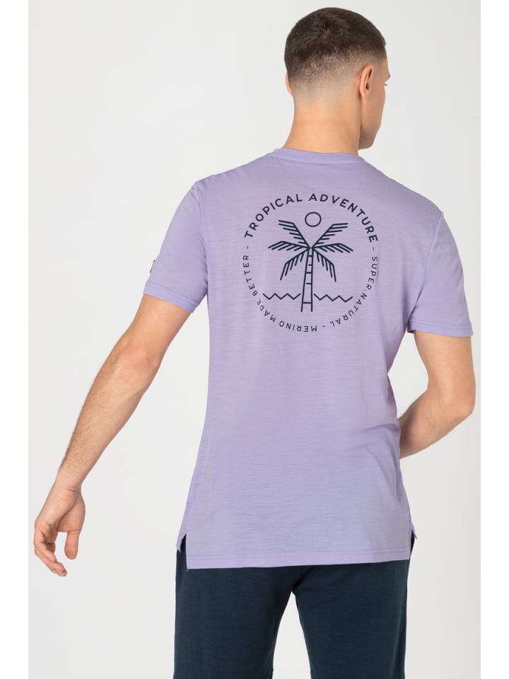 super.natural Merino T-Shirt M TROPICAL ADVENTURE TEE in lila günstig kaufen XXL