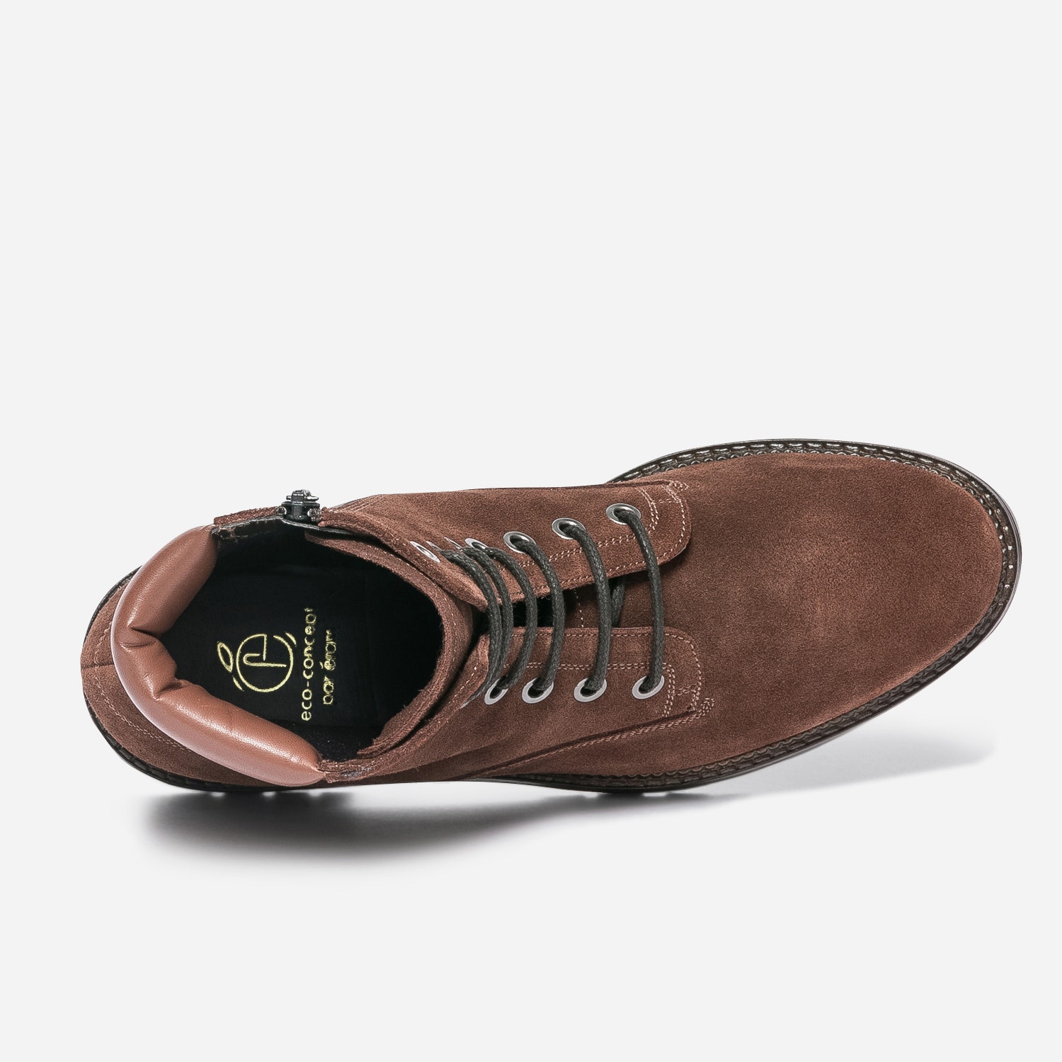 Bottine TEXTO marron éco-conçue en cuir velours