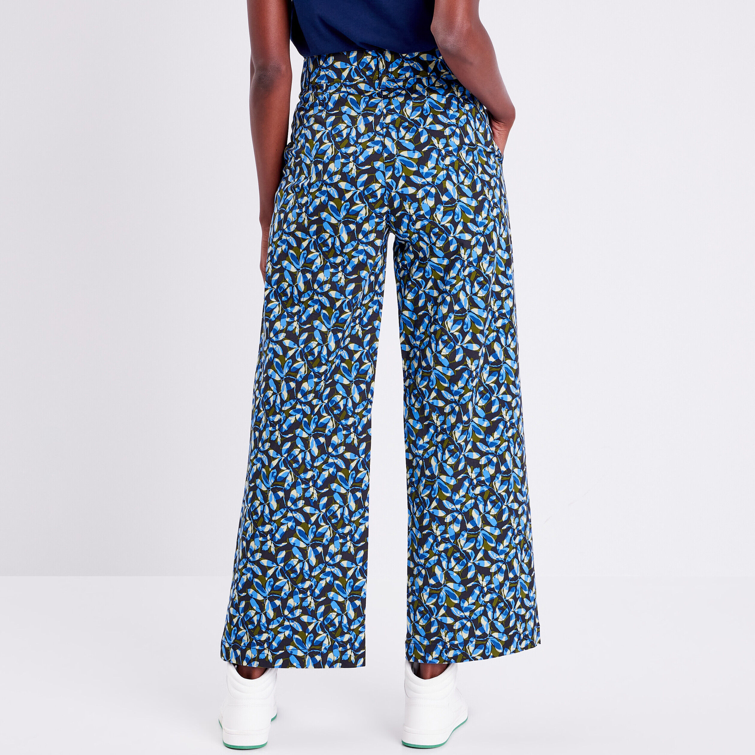 Pantalon large taille haute vert kaki femme | Cache Cache