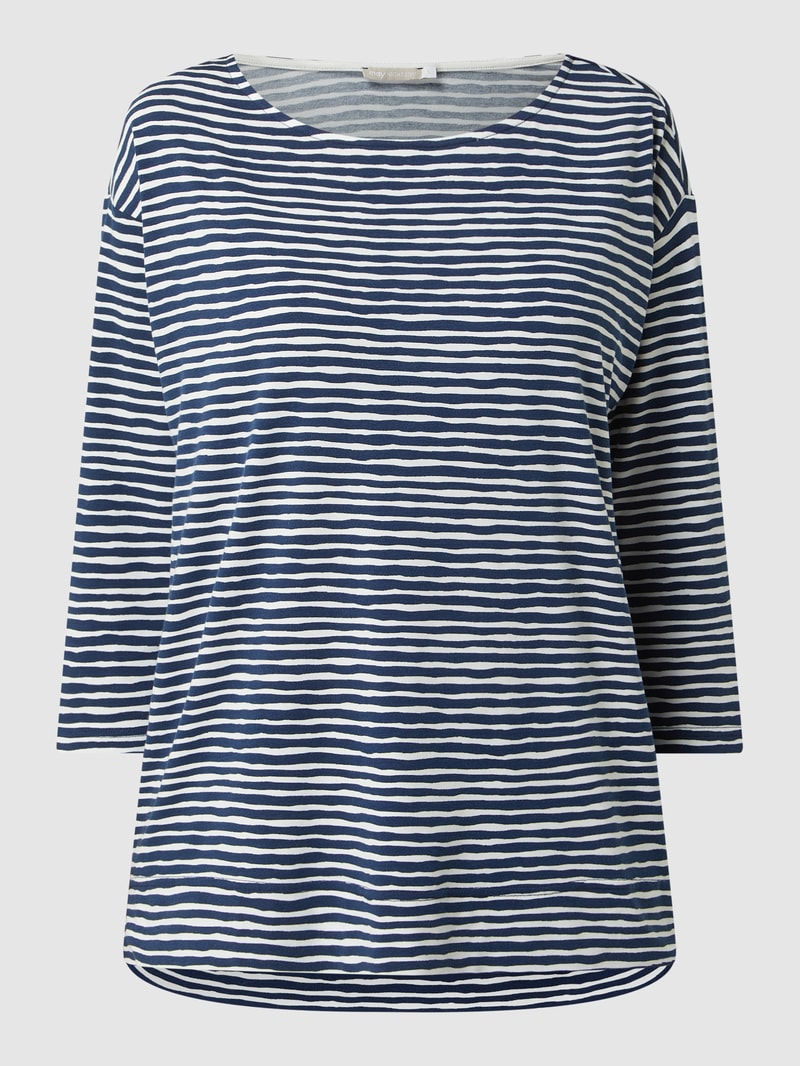 Shirt mit Streifenmuster Modell 'Night2Day' in marineblau