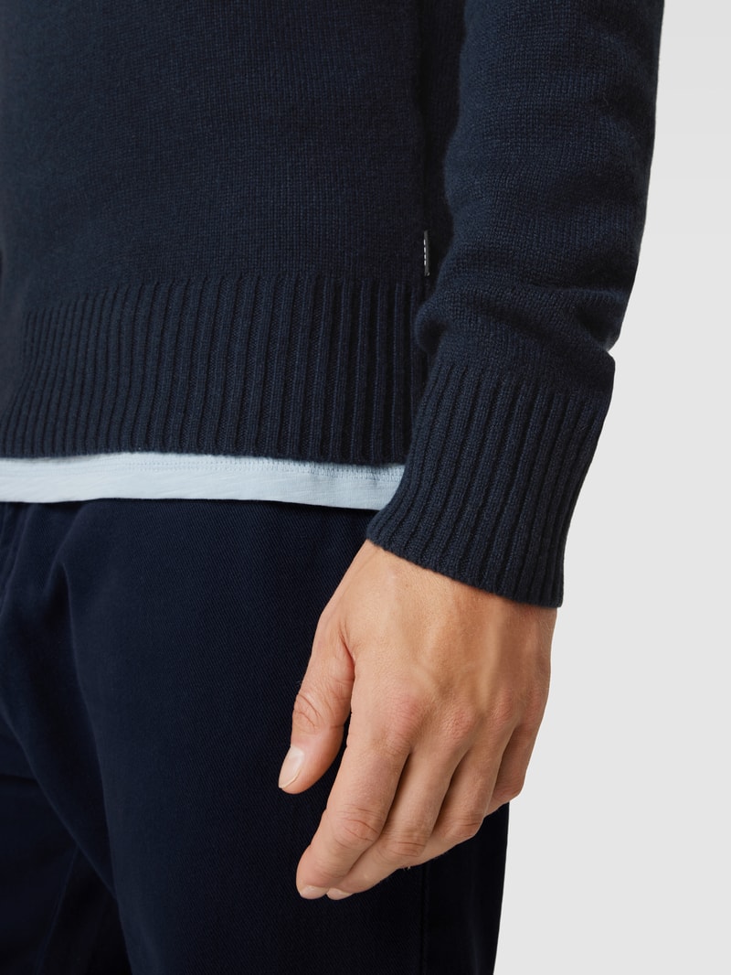 Kaschmirpullover mit Rundhalsausschnitt Modell 'Maglio' in marineblau