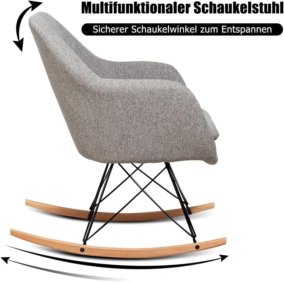 KOMFOTTEU Schaukelstuhl Schwingsessel, mit abnehmbarem Sitzkissen, belastbar bis 120 kg