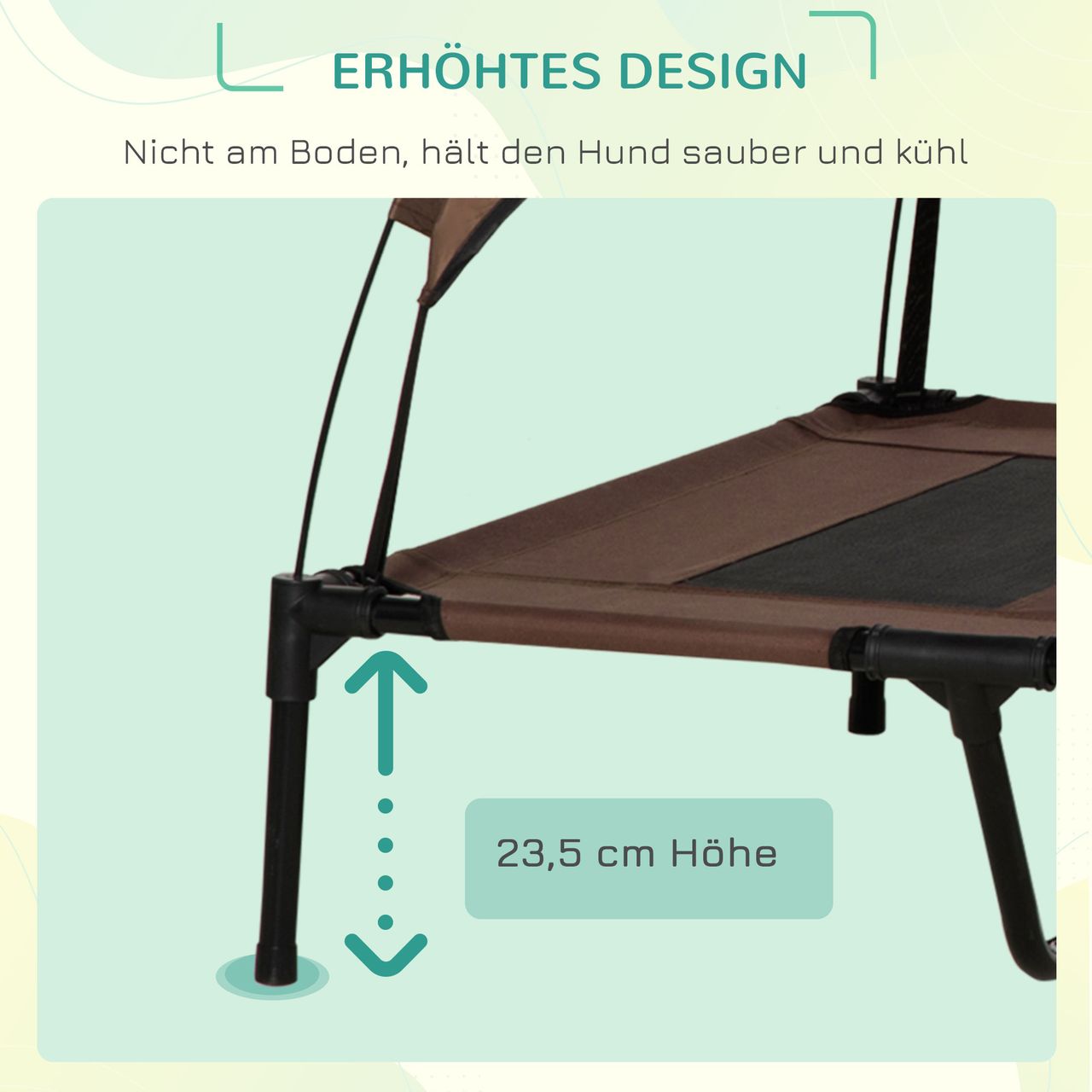 PawHut Haustierbett mit Baldachin Erhöhtes Hundebett Hundeliege outdoor Kaffee