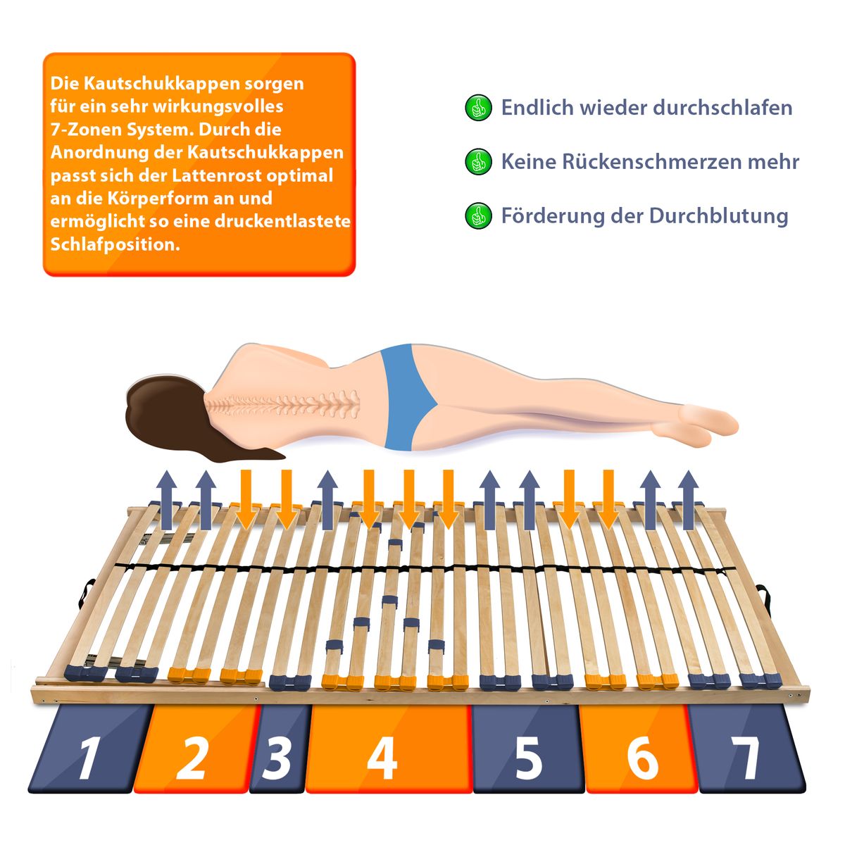 Coemo Lattenrost MULTIRA 28 Federleisten Kopfteil verstellbar 90 x 200 cm