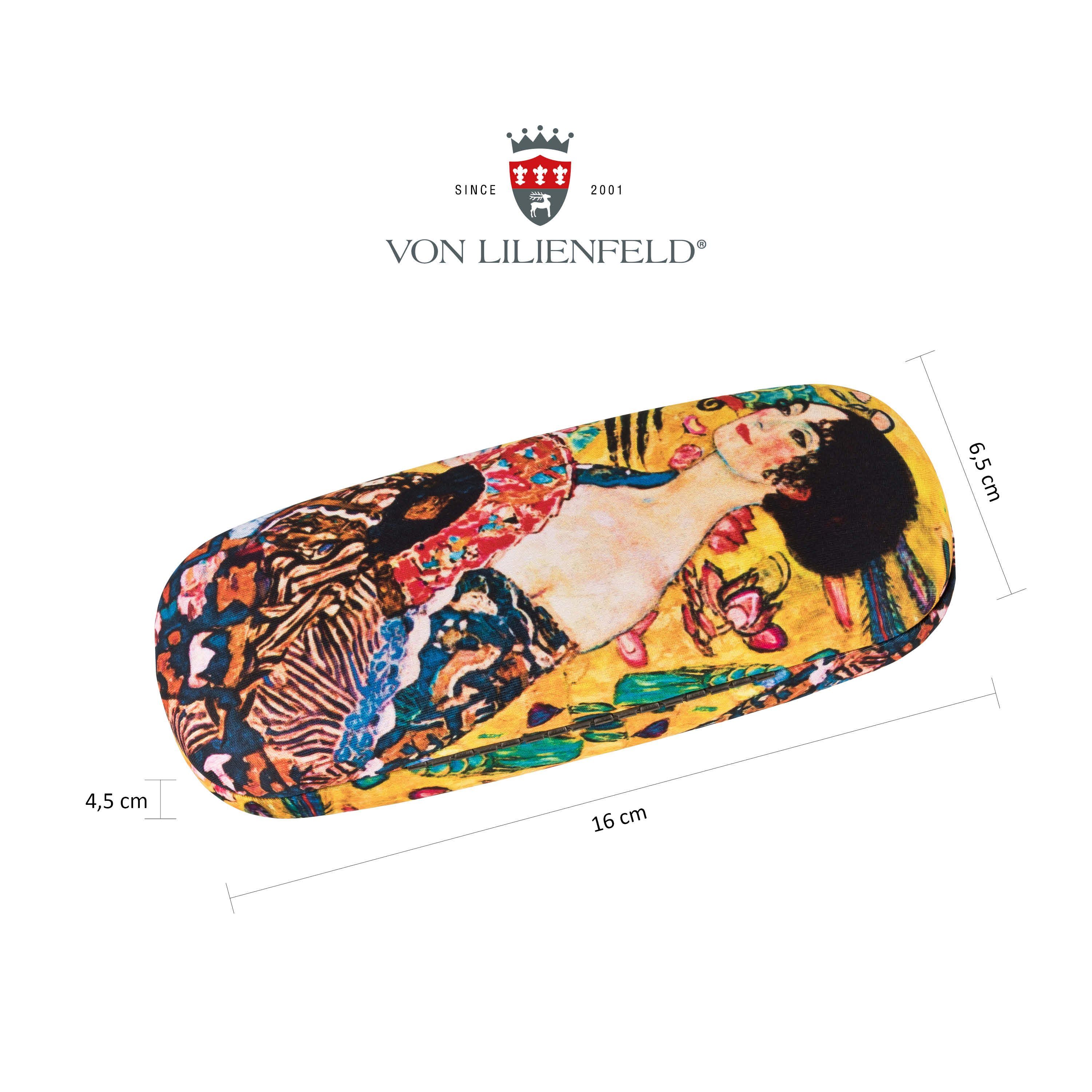 von Lilienfeld Brillenetui Brillenetui Gustav Klimt Dame mit Fächer Kunst Brillenbox, stabiles mit Mikrofaser bezogenes Hardcase