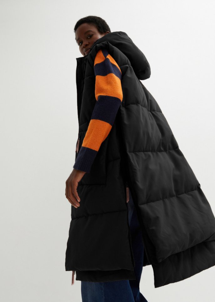 Oversize Puffer-Weste aus recyceltem Polyester mit Kapuze