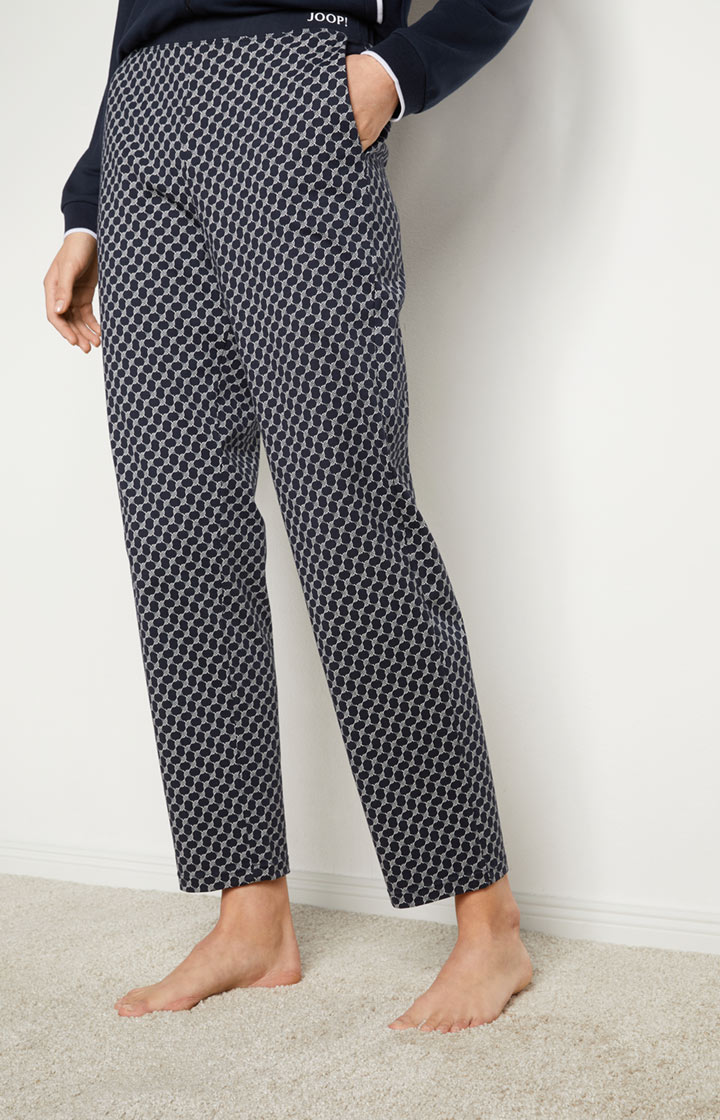 Loungewear Hose in Midnight-Blau gemustert