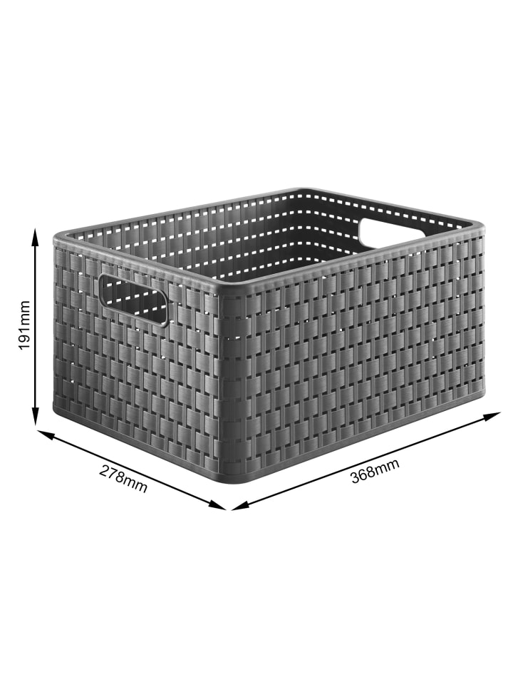 Rotho Country 3er-Set Aufbewahrungskiste 18l in Rattan-Optik in Anthrazit günstig kaufen onesize