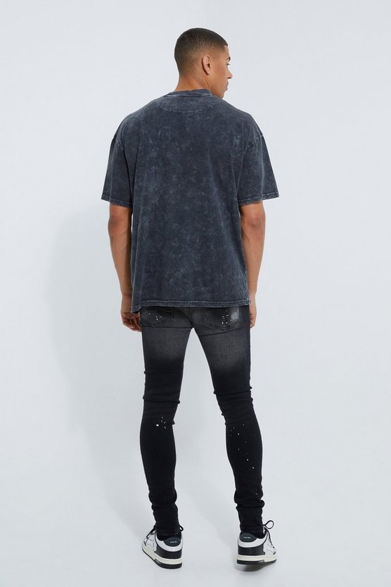 Zerrissene Super Skinny Jeans mit Farbspritzern