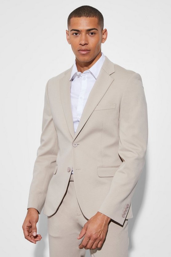 Einreihige Skinny Anzugjacke aus Jersey