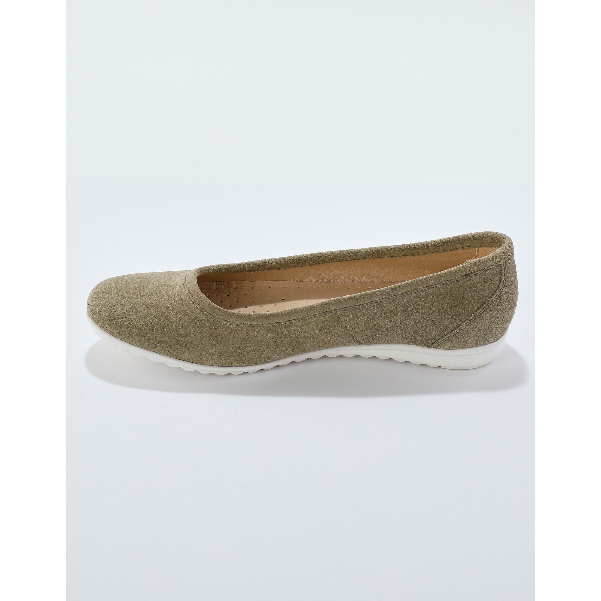 Ballerines croûte de cuir, semelle crantée