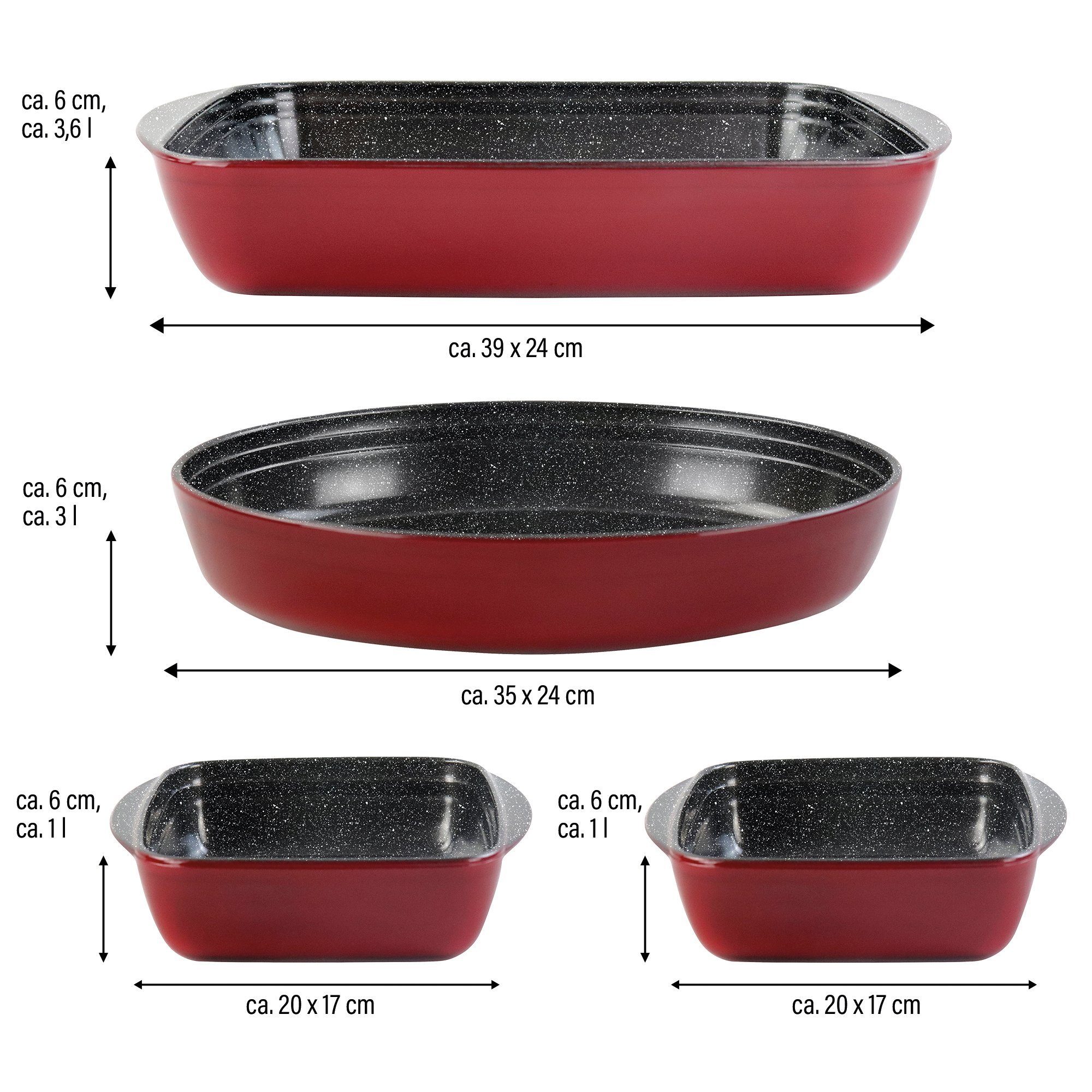 STONELINE Auflaufform, (4-St), KLIMANEUTRAL, mit echten Steinpartikeln, Designed in Germany