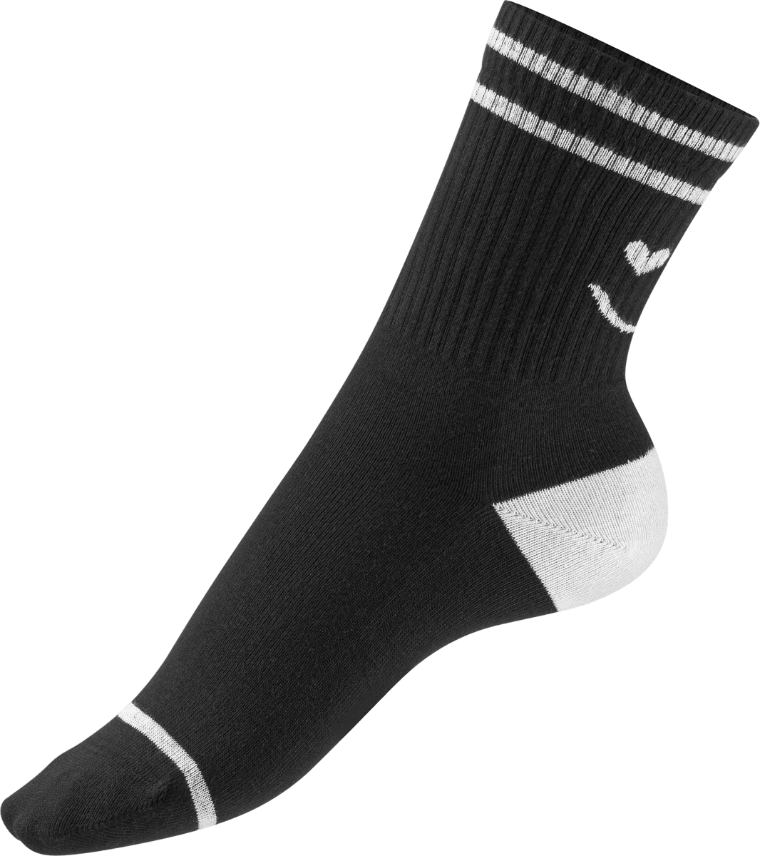 Crew Socken mit Smiley-Motiv schwarz Gr. 39-42, 1 St