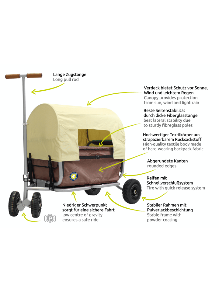 Beachtrekker Beachtrekker LiFe faltbarer Bollerwagen (Braun)   Bremse   Sonnenverdeck günstig kaufen onesize