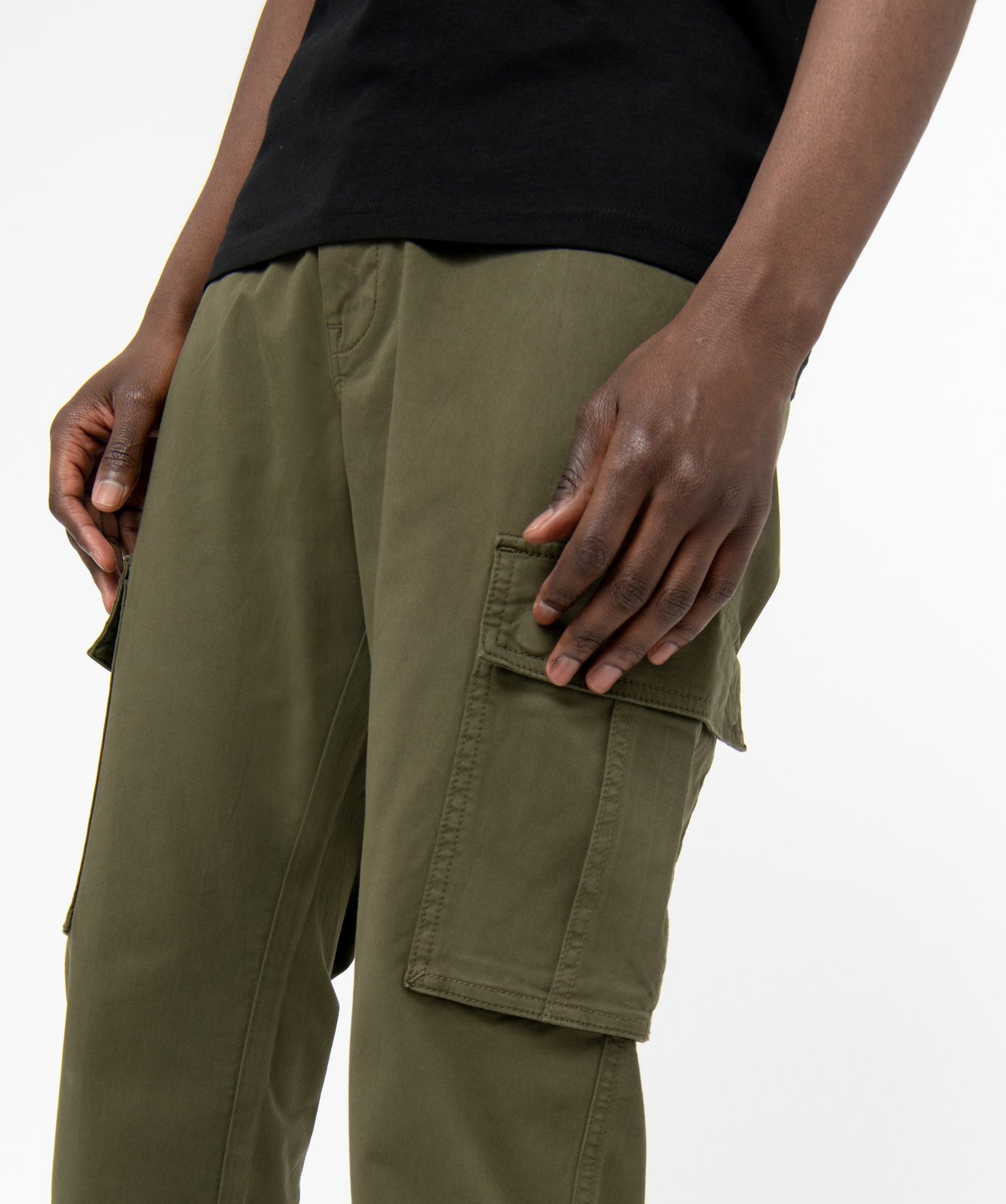 Pantalon cargo en coton stretch homme kaki | GEMO