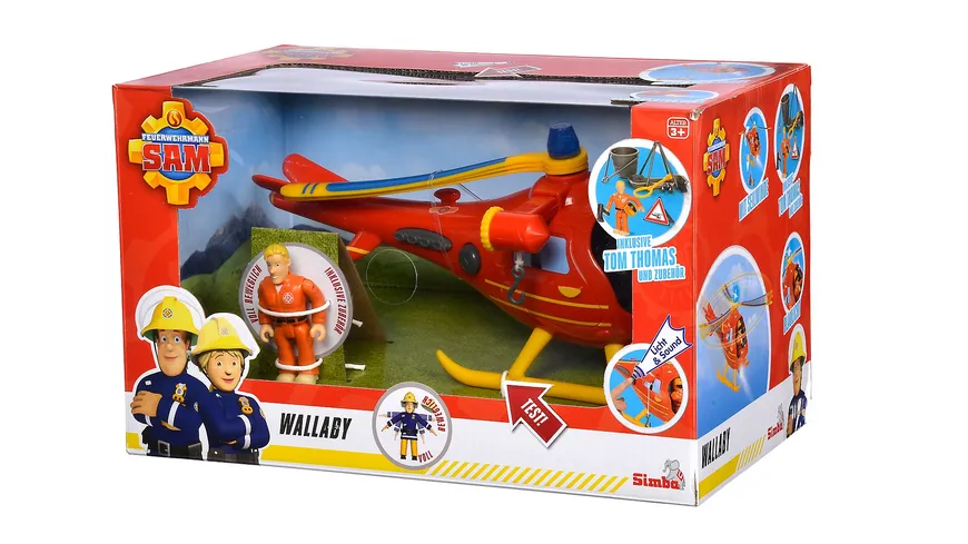 Simba - Feuerwehrmann Sam - Sam Hubschrauber Wallaby mit Figur