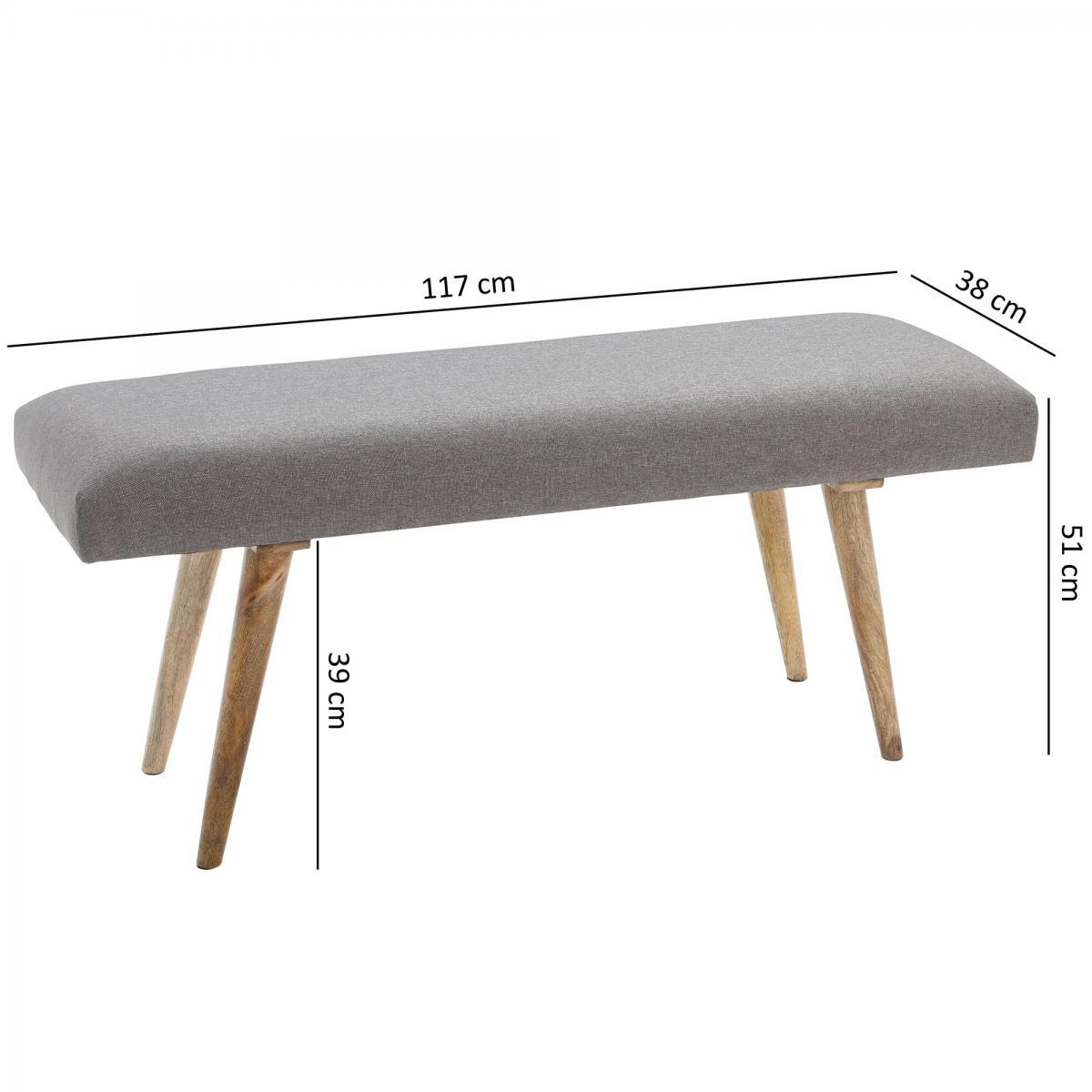 Wohnling Sitzbank SALIM Grau 117x51x38 cm