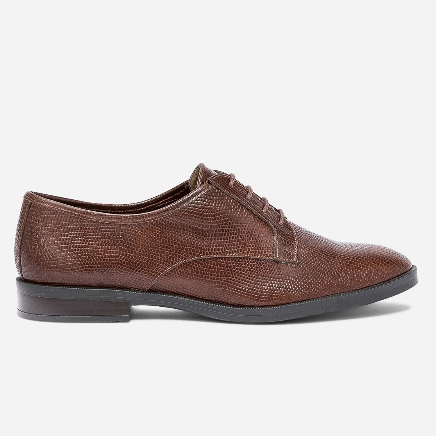 Derby ERAM FLEX cognac en cuir embossé