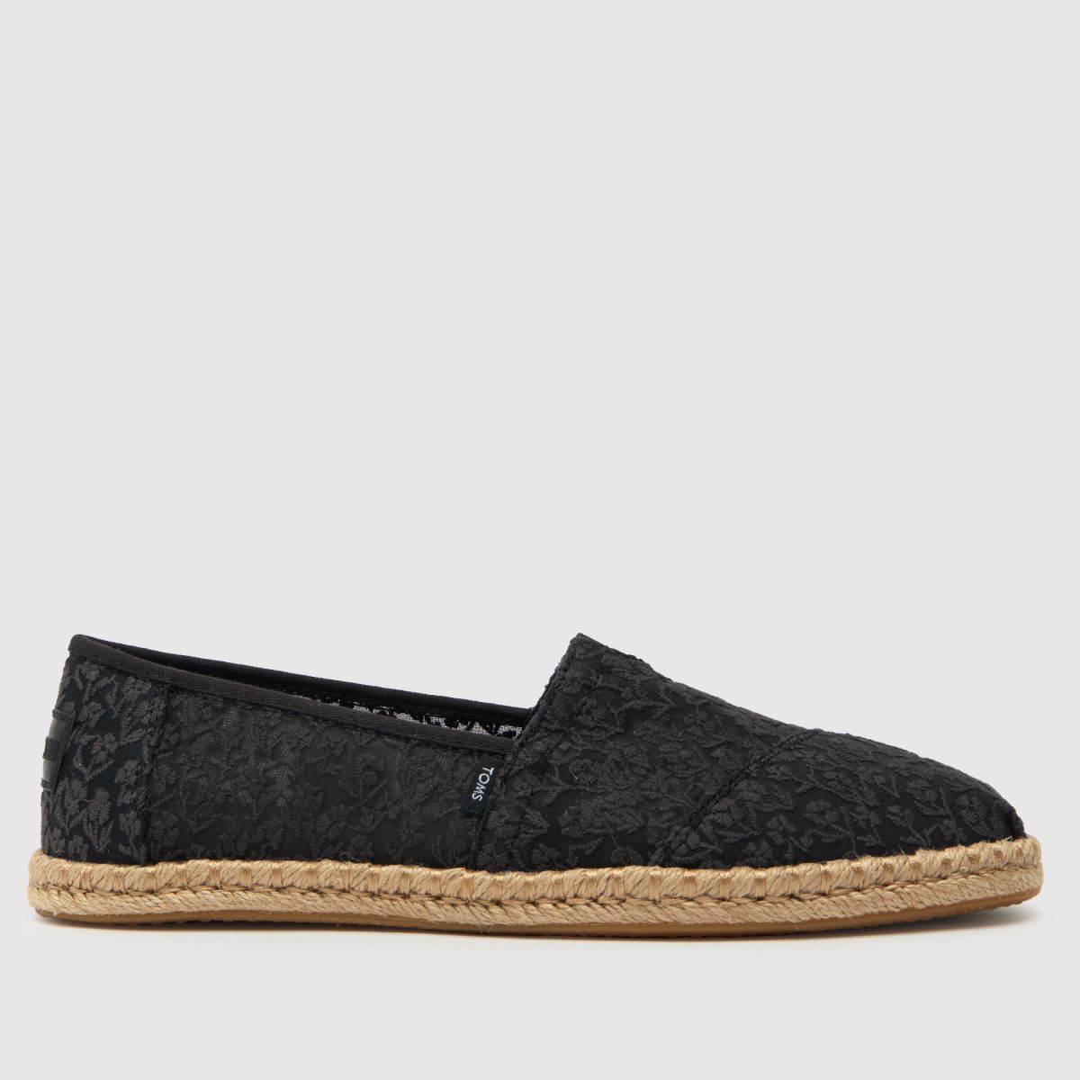 TOMS – Alpargata – Svarta blommiga espadriller med platta skor