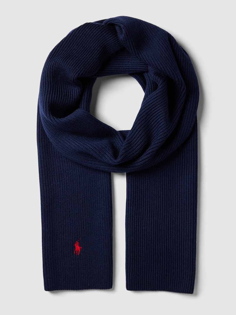 Schal mit Label-Stitching in marineblau