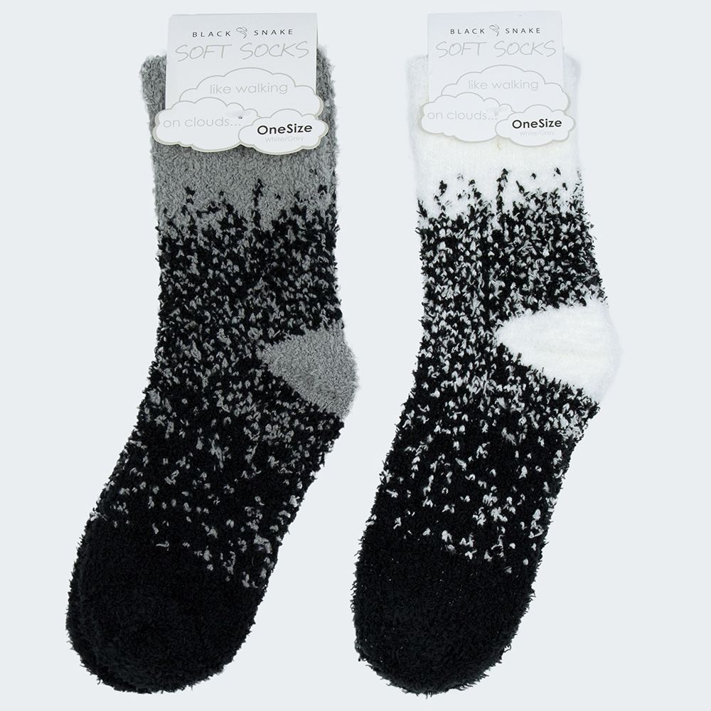 Black Snake Weiß/Grau 2-Pack Damen Kuschelsocken