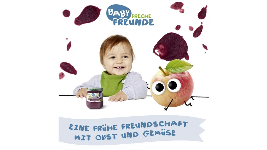 Freche Freunde Bio Gläschen Abendbrei Apfel, Blaubeere mit Hafer 120 g