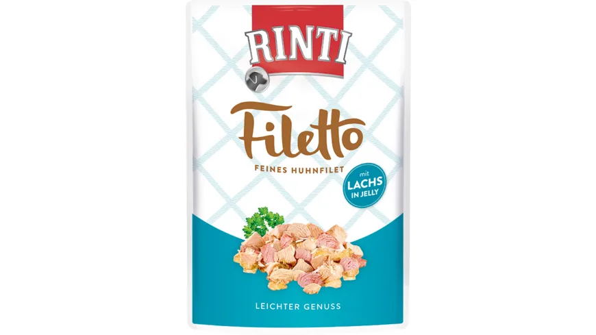 RINTI Hundenassfutter Filetto Huhnfilet mit Lachs in Jelly 100 g