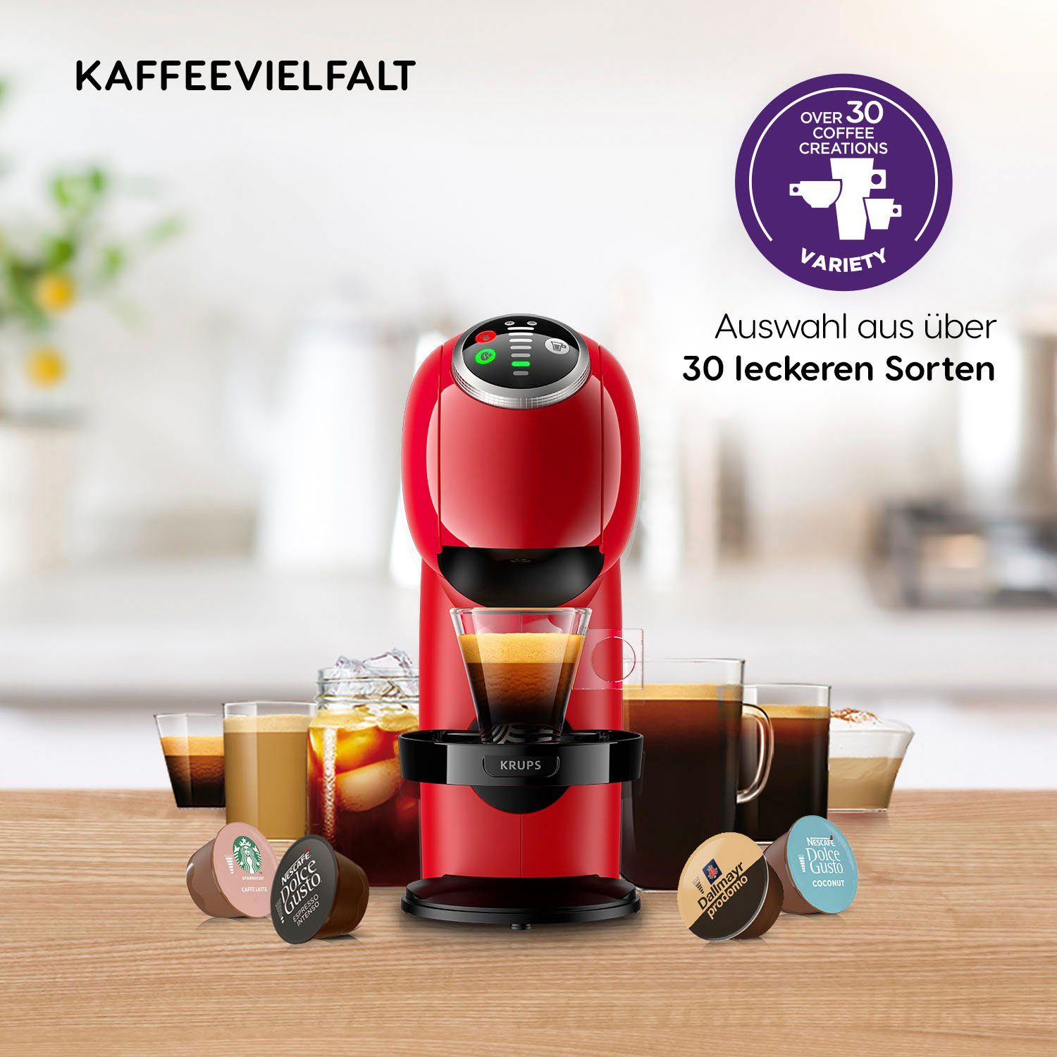 NESCAFÉ® Dolce Gusto® Kapselmaschine KP3405 Genio S Plus, Temperaturwahl, automatische Abschaltung, 0,8 Liter Wassertank