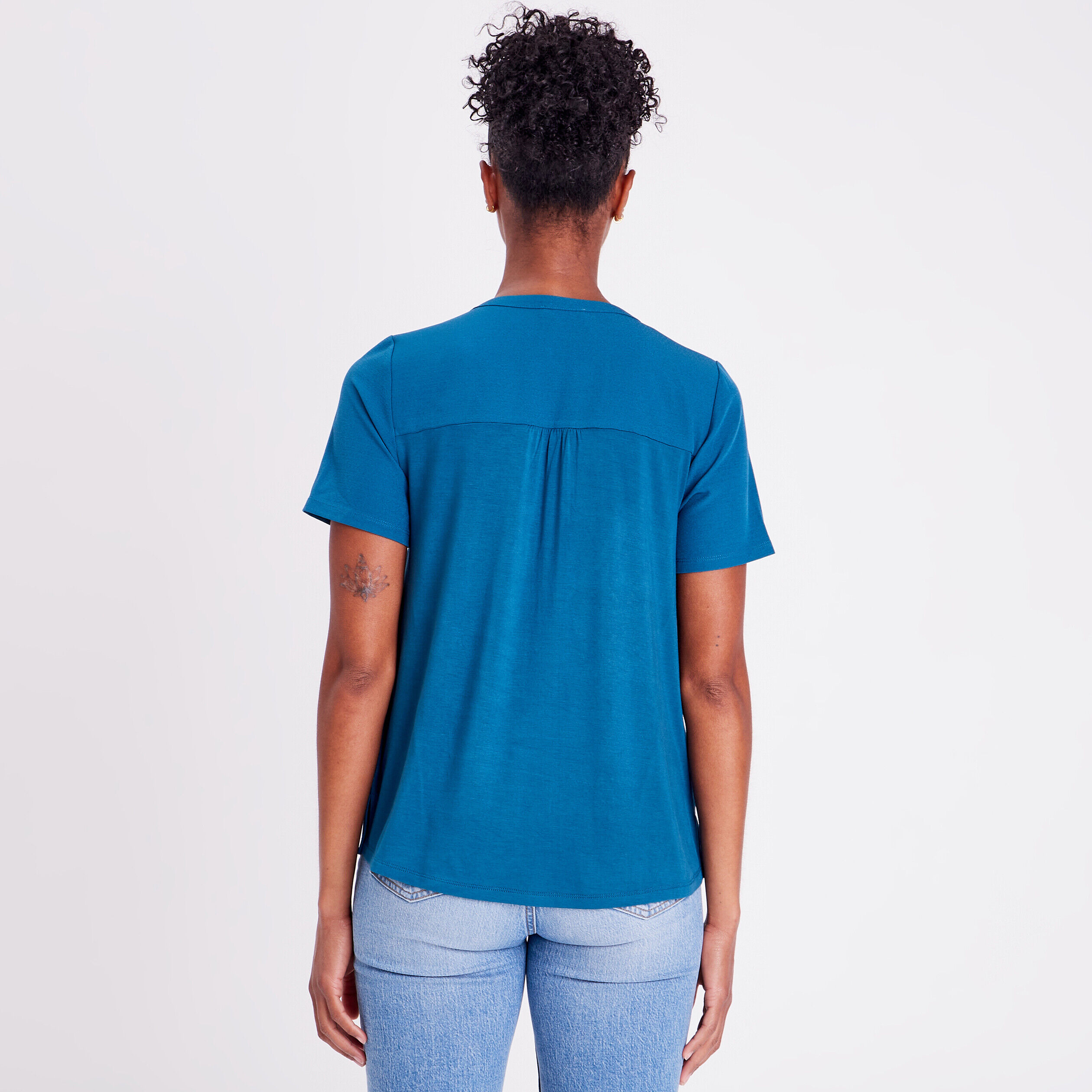T-shirt manches courtes bleu pétrole femme | Cache Cache