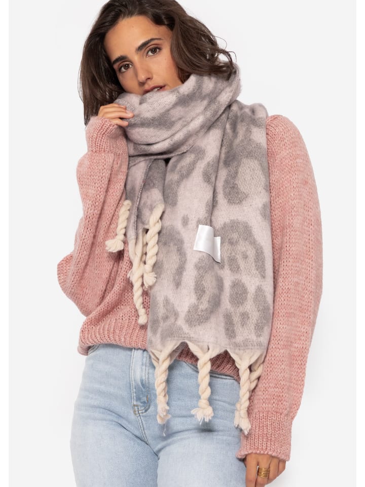 SASSYCLASSY Schal mit Leo-Print in Grau günstig kaufen onesize