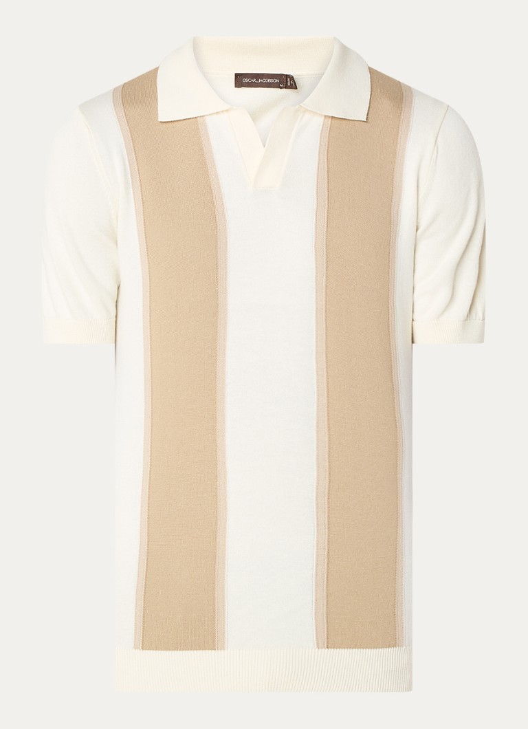Oscar Jacobson  Matt fijngebreide slim fit polo met ingebreid patroon
