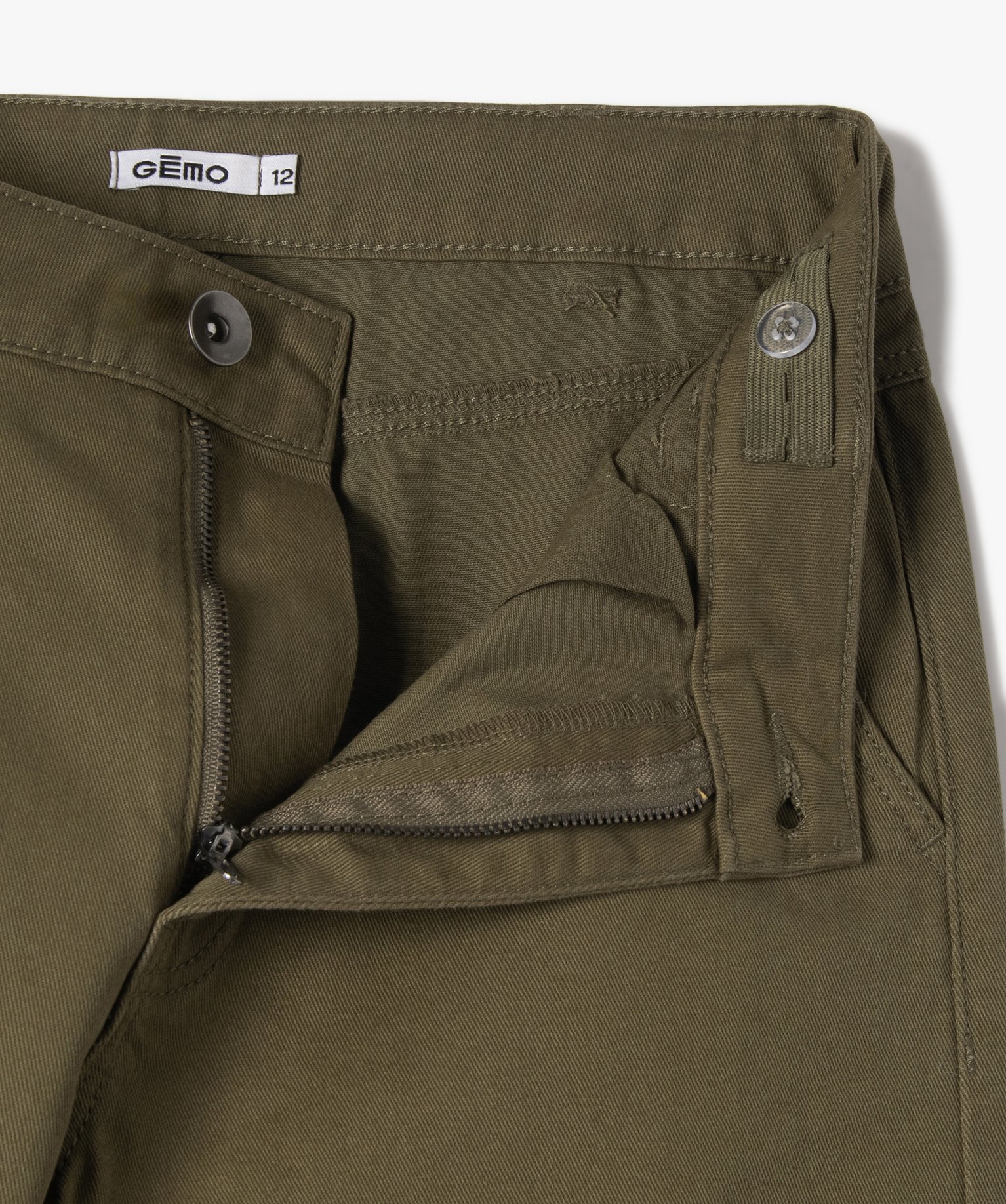 Pantalon ample avec poches à rabat sur les cuisses fille kaki | GEMO