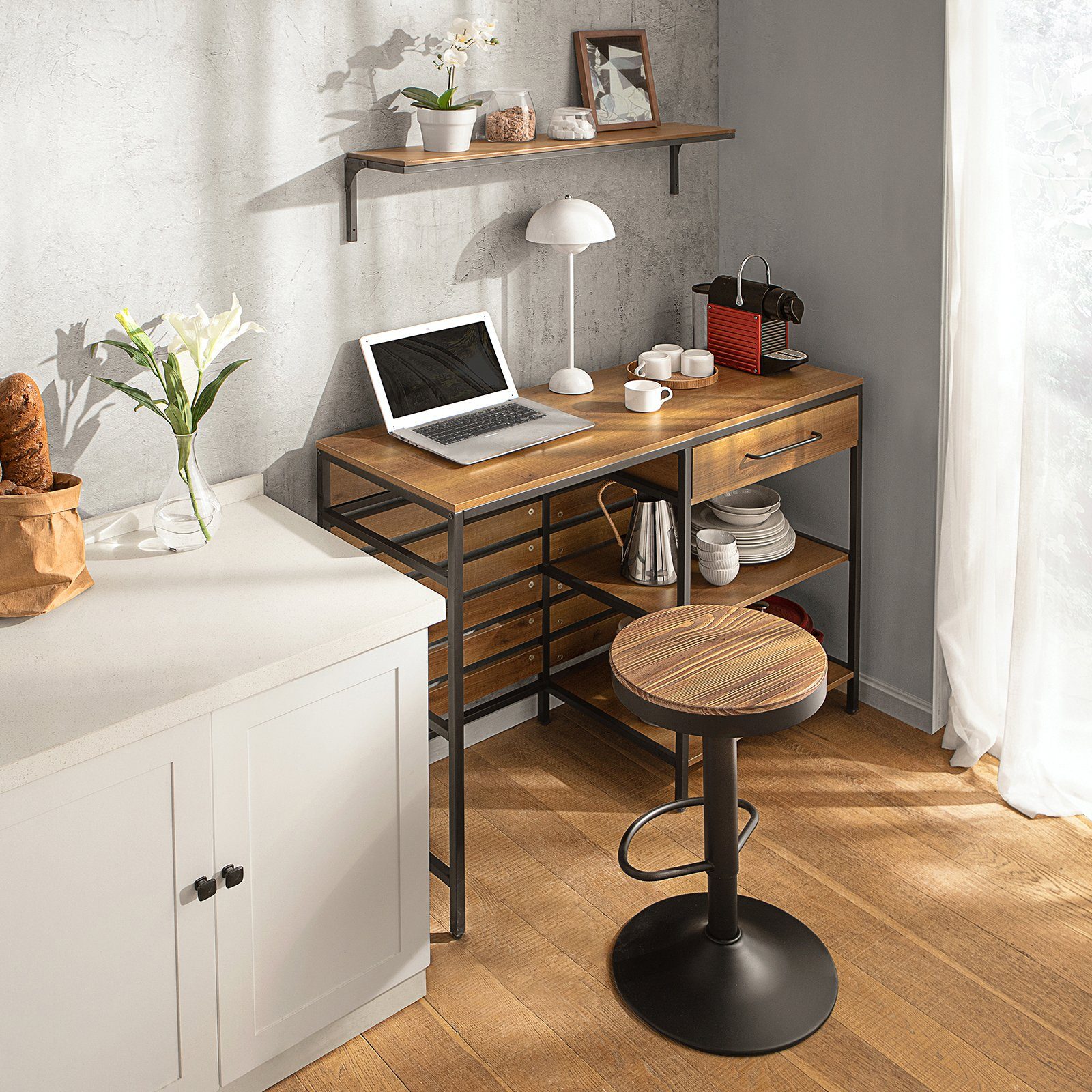 SoBuy Küchenbuffet FSB71 Sideboard mit 1 Schublade und 2 offnen Ablagen Küchenschrank