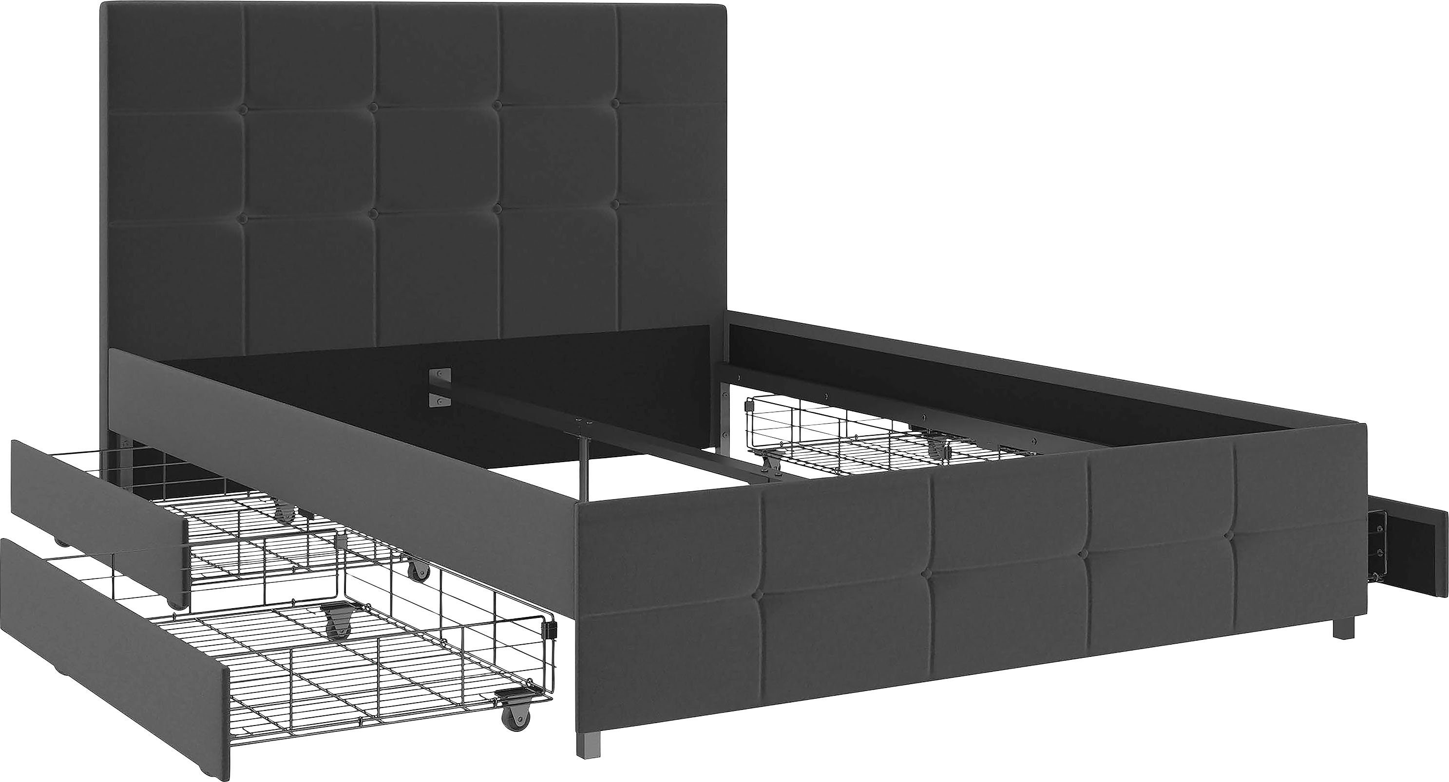 Timbers Stauraumbett Hardwick (1-tlg), mit Knopfheftung, 4 Schubkästen, Liegefläche 140x200 oder 180x200 cm