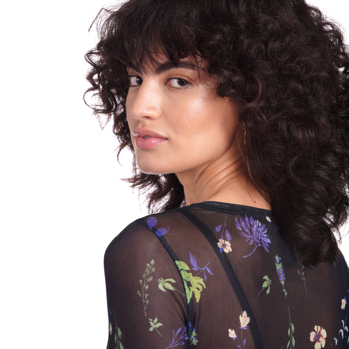 Damen Langarmshirt in semitransparenter Optik