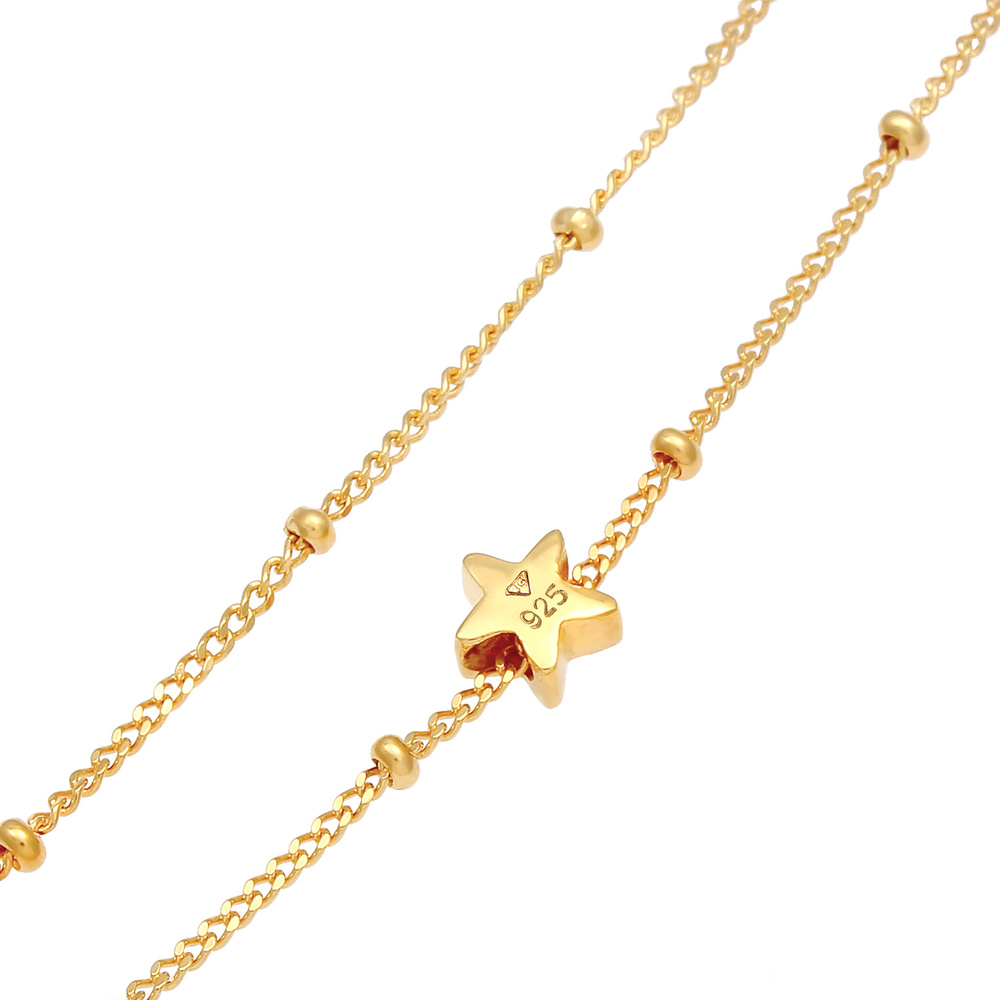 Elli Elli Collier Étoile de chaîne à boules en plaqué or en 925/1000 argent massif collier