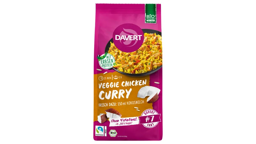 Davert Bio Veggie Chicken Curry mit Fairtrade Reis 120 g