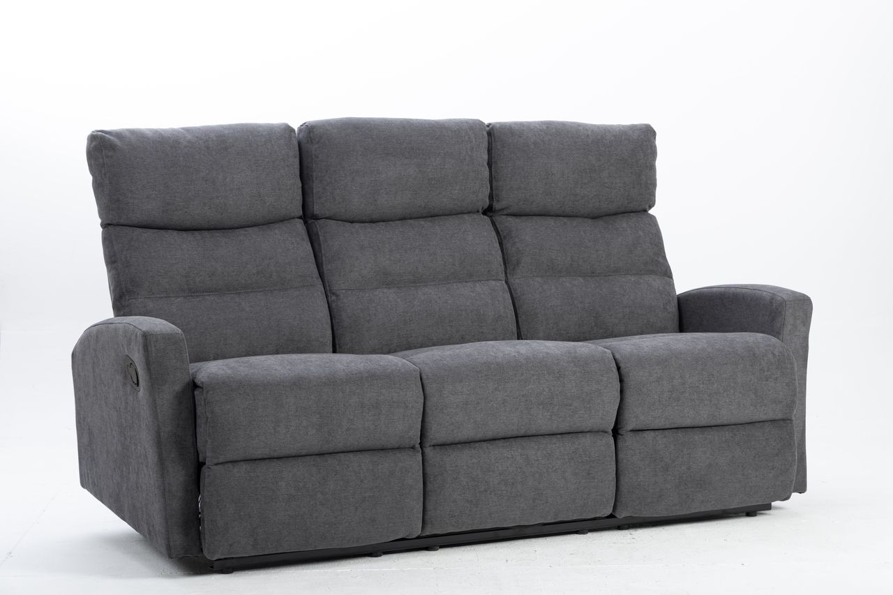 Happy Home Couchgarnitur Set Sofaset Sitzgarnitur 3tlg. mit 5 Relaxfunktionen dunkelgrau