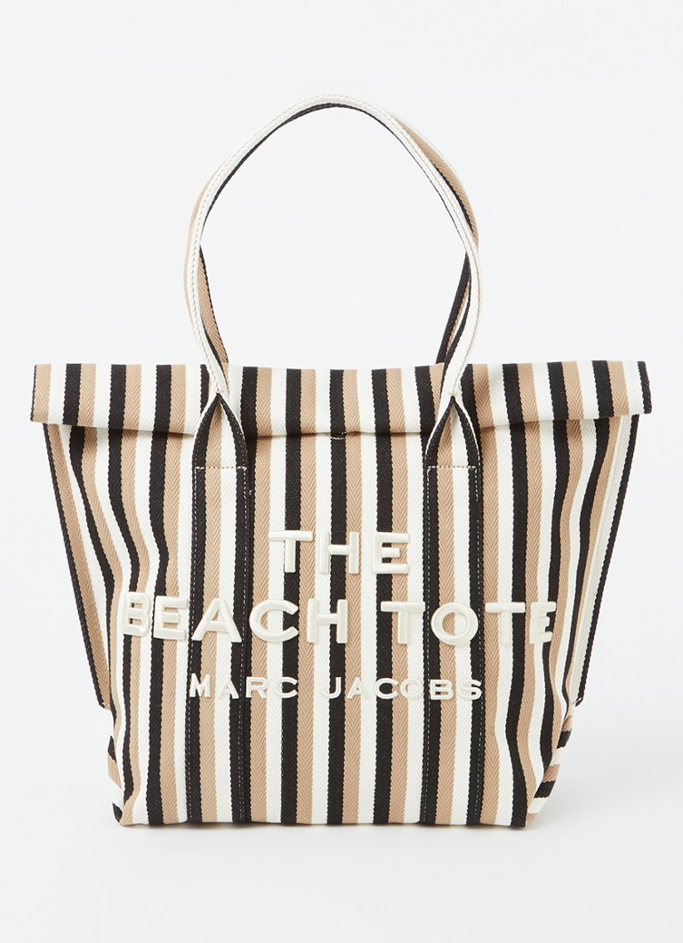 Marc Jacobs „The Beach Tote“ rankinė su dryžuotais raštais ir siuvinėtu logotipu.