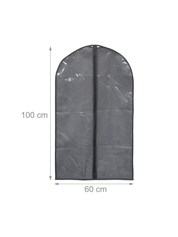 relaxdays 6 x Kleidersack in Grau/ Transparent - (B)60 x (H)100 cm günstig kaufen onesize