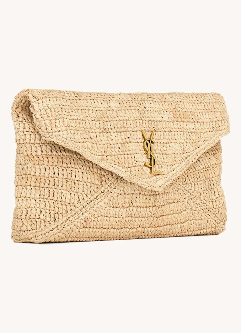 Clutch mare Saint Laurent Cassandre din rafie