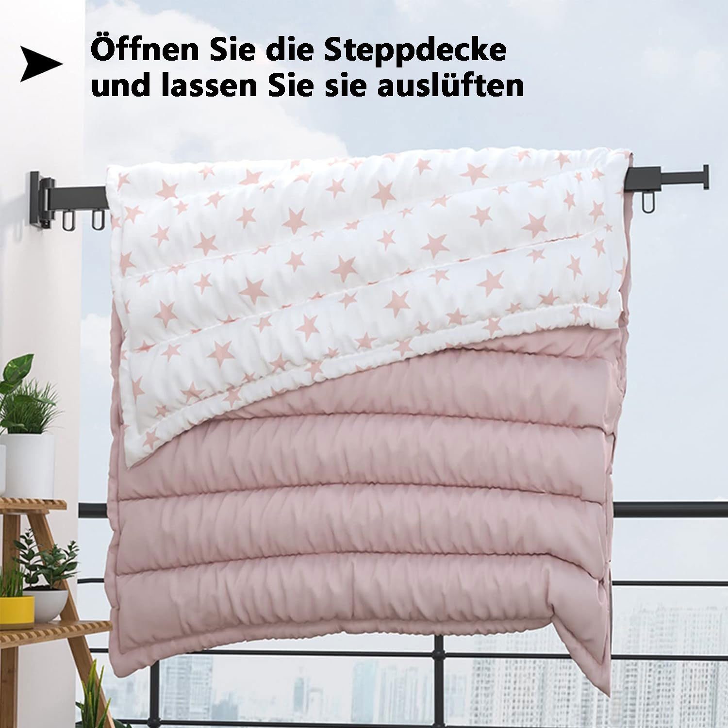 Sarfly Wäscheständer Wäscheständer Versenkbar, Wandmontierter Kleiderständer, Platzsparend, mit Handtuchhalter für Balkon,Wäsche, Schlafzimmer