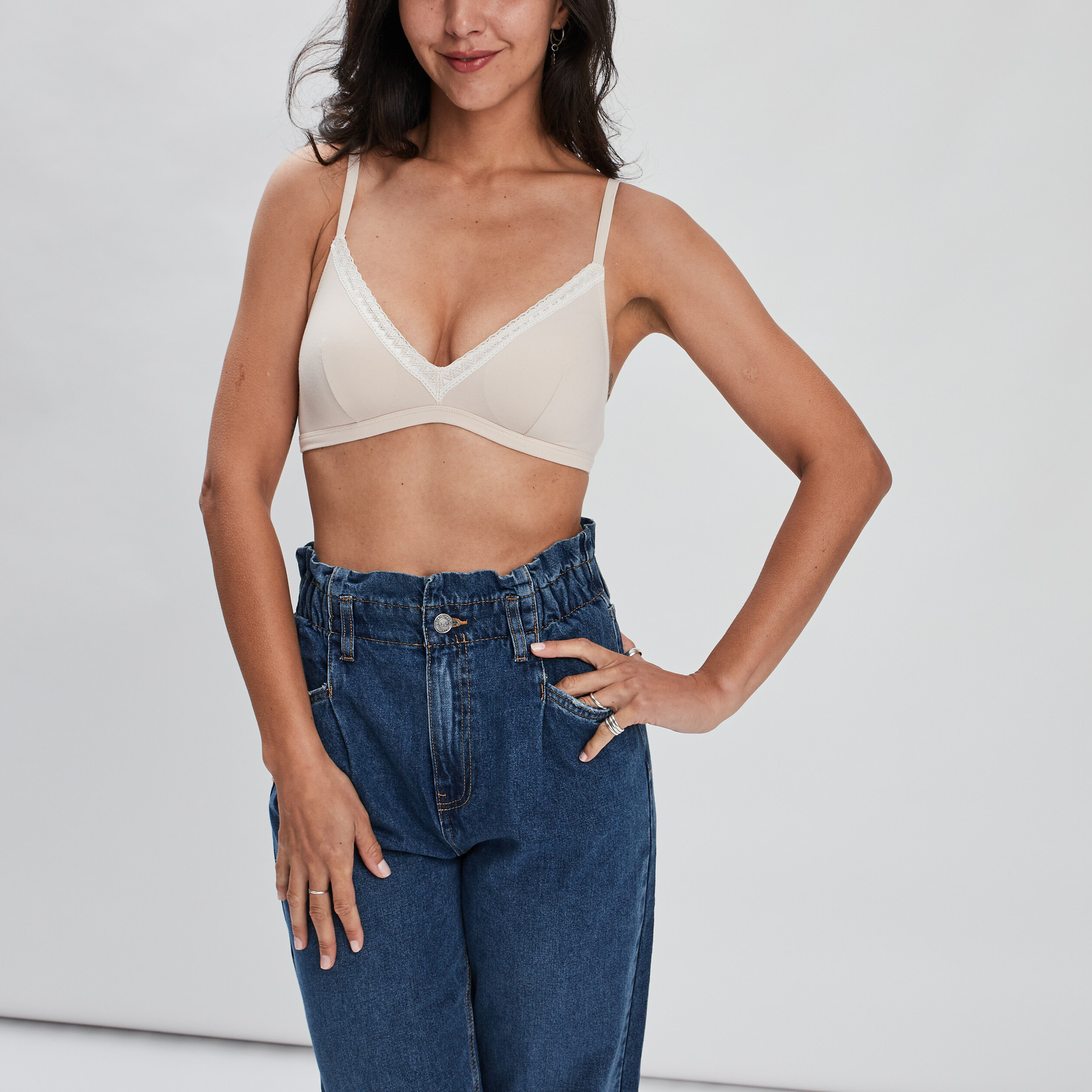 Soutien-gorge triangle coton à coque rose poudrée femme | La Halle