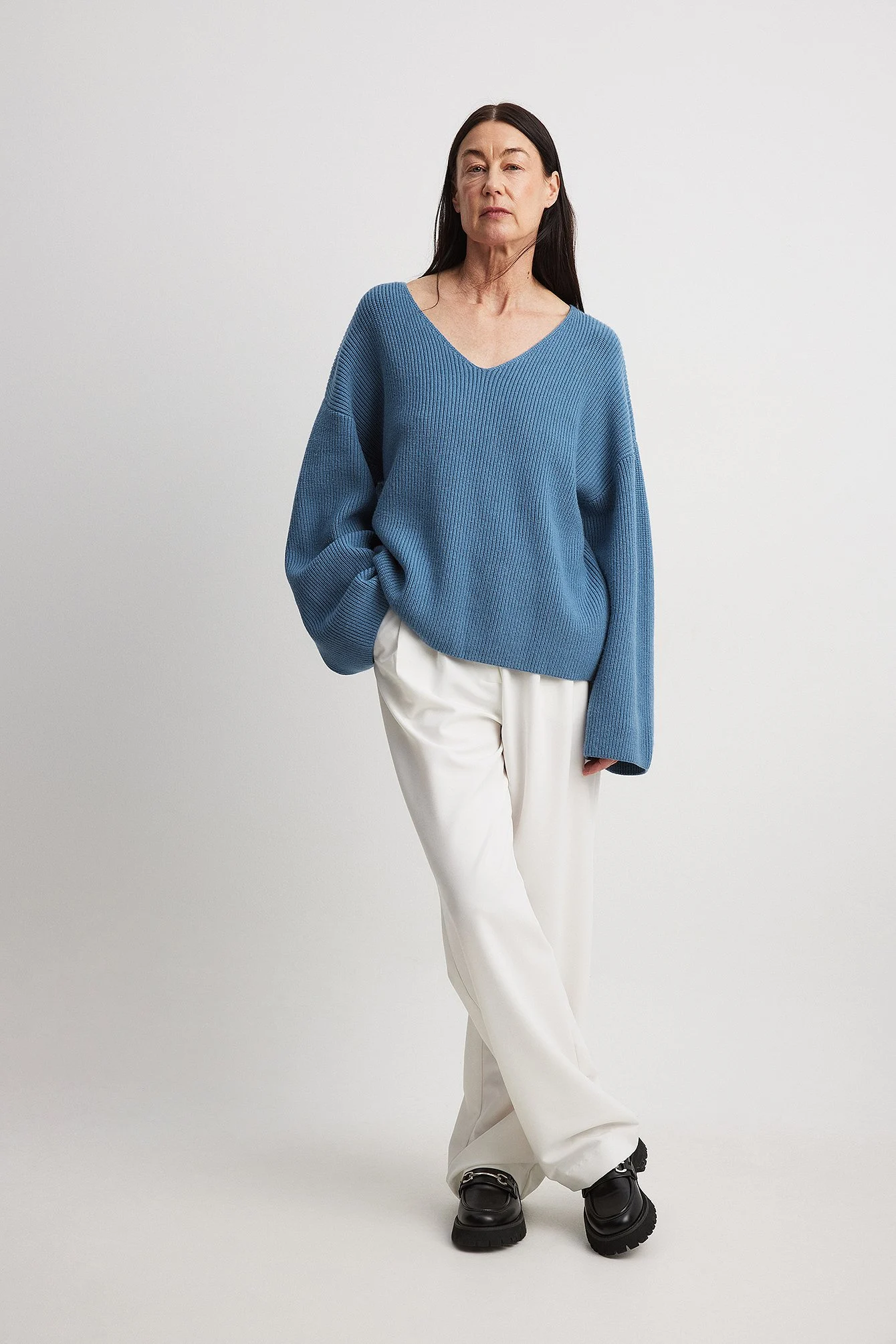V-Ausschnitt Strickpullover