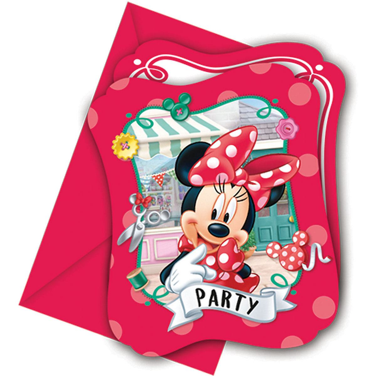 Einladungskarten   Minnie Mouse Sweet, 6 Stück inkl. Umschlag