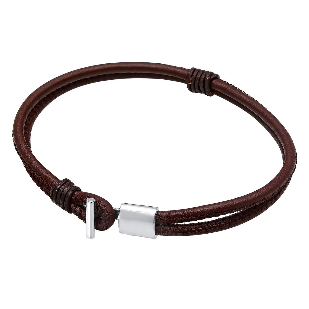 KUZZOI KUZZOI Bracelet Herren Basic Echtleder Knoten Haken 925er Silber Bracelet