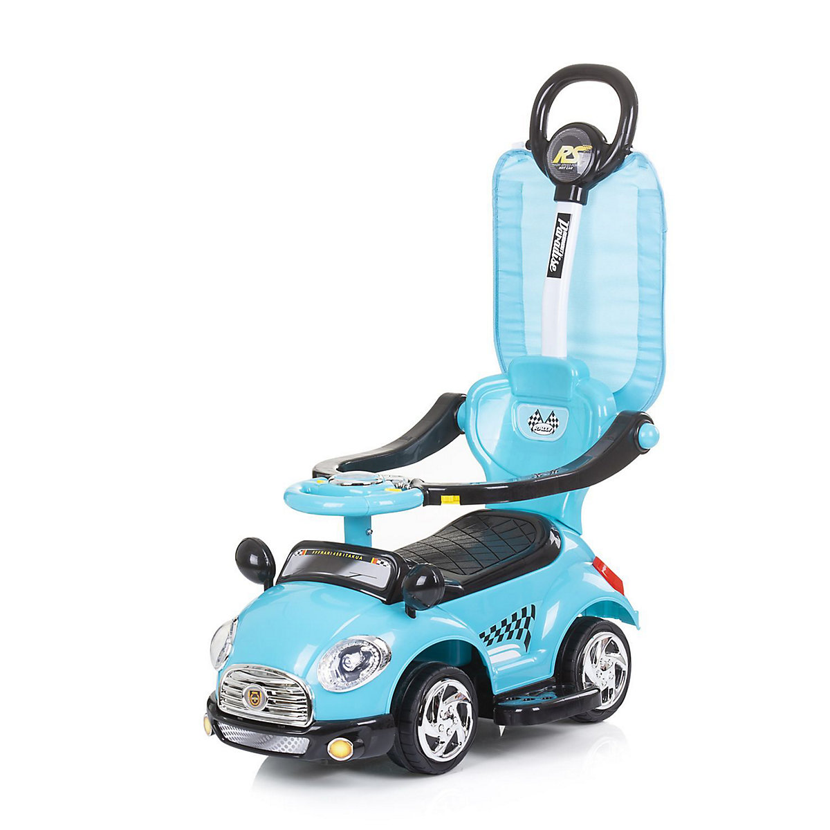 Rutschauto Super Car 2 in 1 Schubstange, Stauraum, Sonnendach, Musik Rutschautos