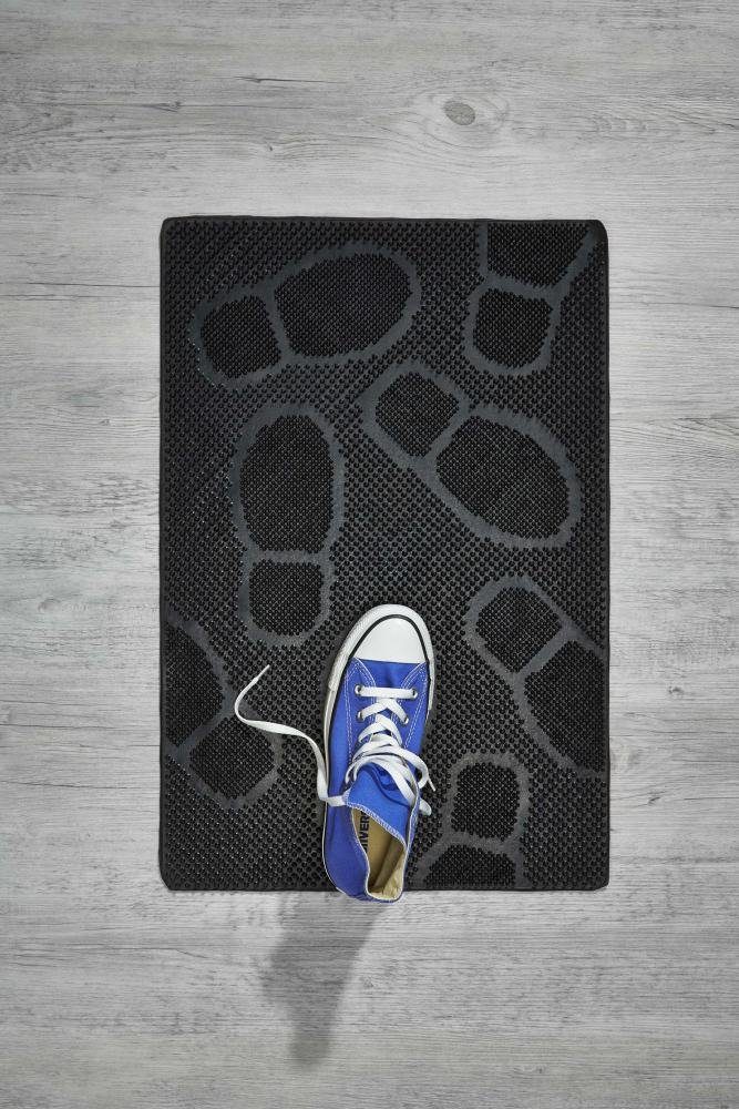 Trend Line Schuhabtropfschale Fußmatte Step Füße schwarz, 40 x 60 cm