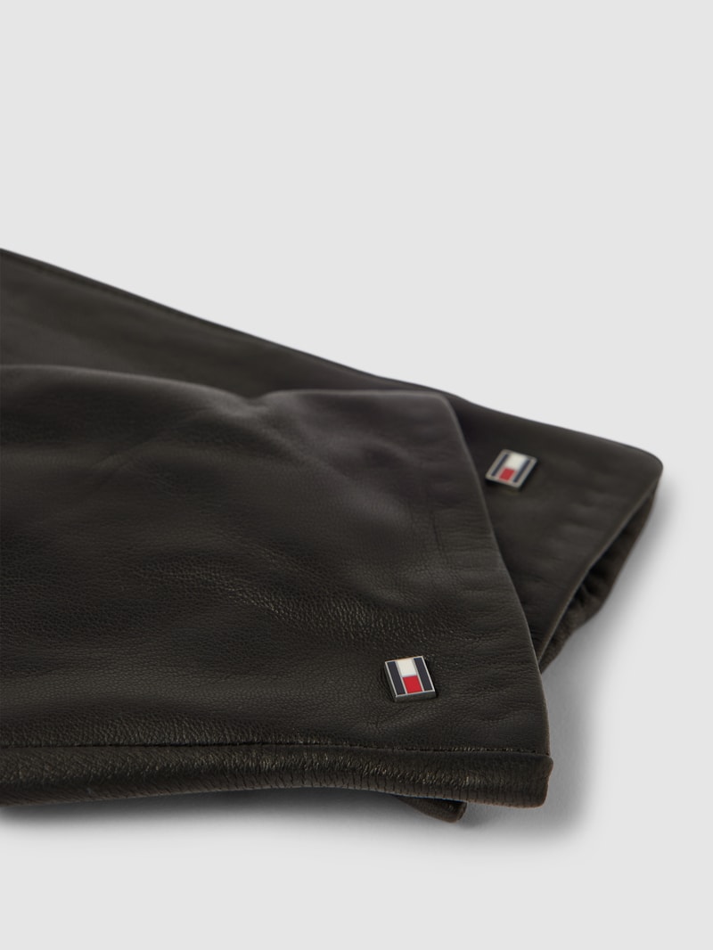 Lederhandschuhe mit Label-Detail Modell 'ESSENTIAL FLAG' in schwarz