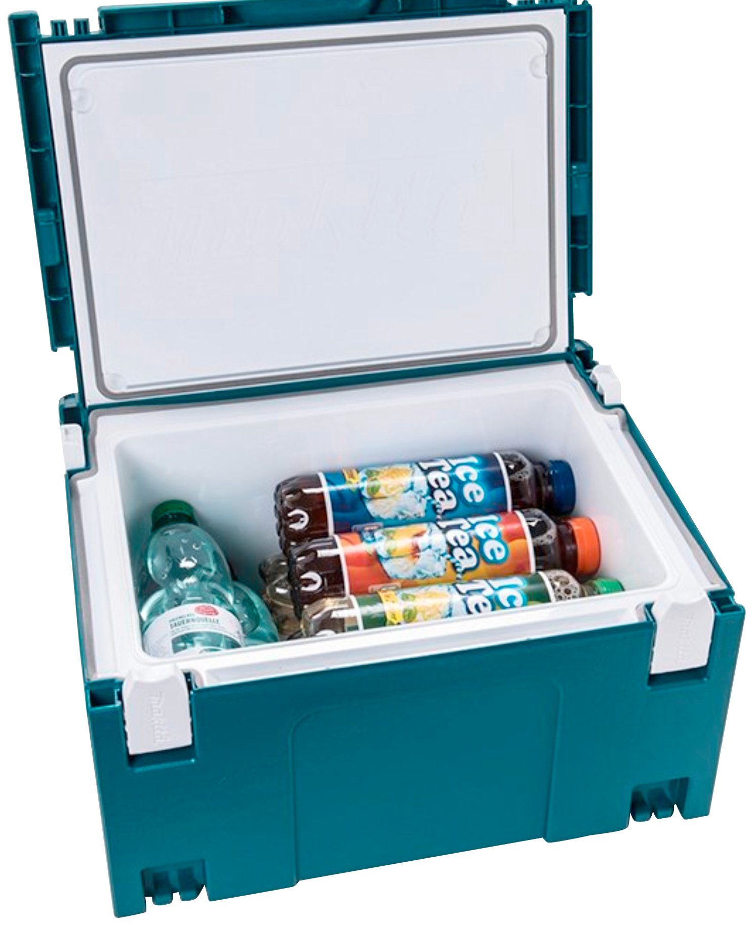 Makita Akku-Bohrschrauber DF333DSAX6 mit Akku 12V/2 Ah, Ladegerät, (Set), mit MAKPAC Kühlbox, 17-tlg. Bohrer-/ Bitset und Tragetasche